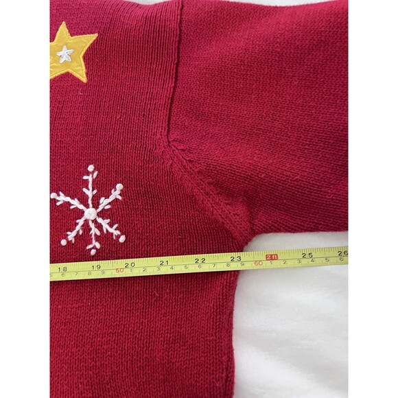 Vintage Milano Christmas Sweater Women L Red Holiday Cardigan Snowman Reindeer - Picture 10 of 14